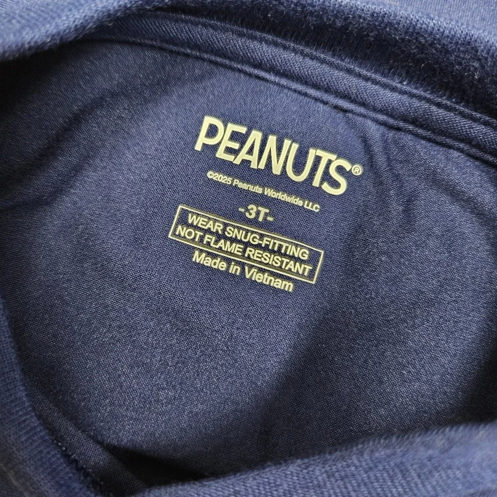 Peanuts‎ Pajama Set Toddler 3T Navy Blue Snoopy Holiday Christmas Sleepwear